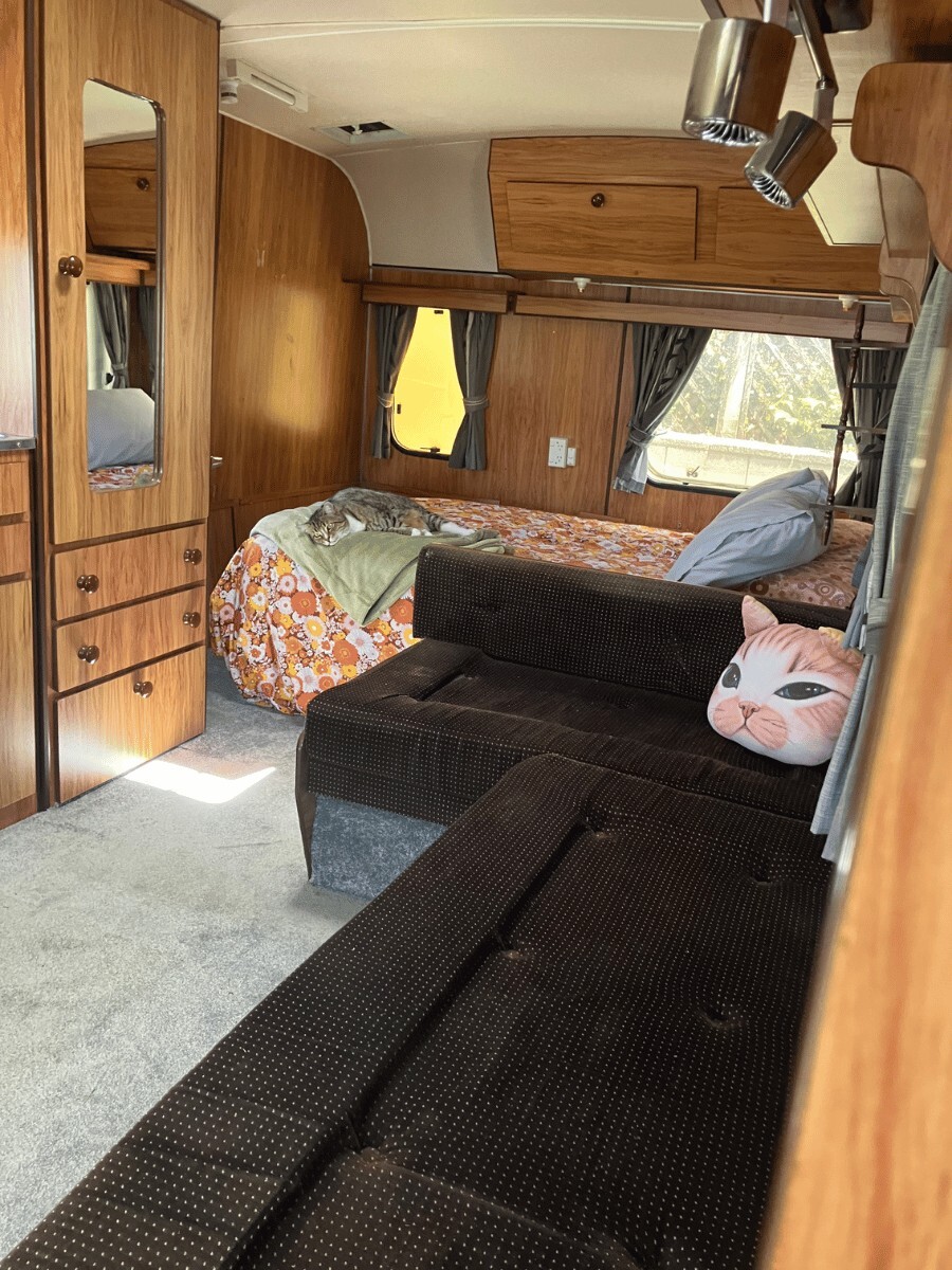 Furnished caravan — lounge area